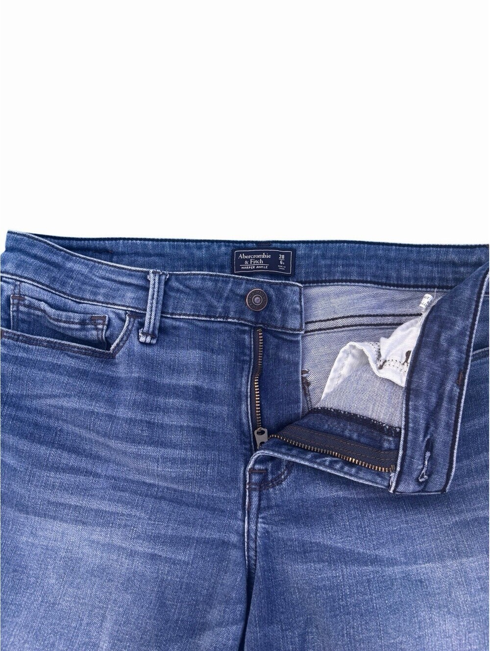 Abercrombie & Fitch Harper Ankle Skinny Jeans Womens 28 / 6S Blue Raw Hem Frayed